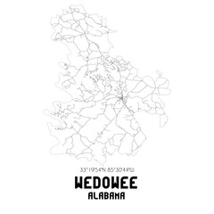 Wedowee Alabama. US street map with black and white lines.