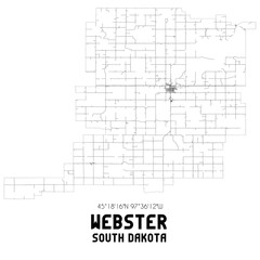 Webster South Dakota. US street map with black and white lines.