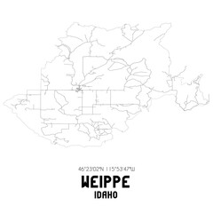 Weippe Idaho. US street map with black and white lines.