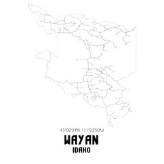 Wayan Idaho. US street map with black and white lines.