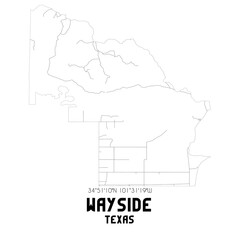 Wayside Texas. US street map with black and white lines.