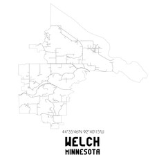 Welch Minnesota. US street map with black and white lines.