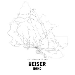 Weiser Idaho. US street map with black and white lines.