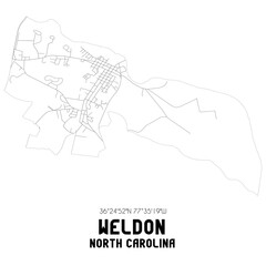 Weldon North Carolina. US street map with black and white lines.