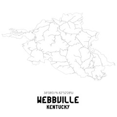 Webbville Kentucky. US street map with black and white lines.
