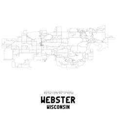 Webster Wisconsin. US street map with black and white lines.
