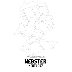Webster Kentucky. US street map with black and white lines.