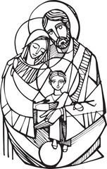  Hand drawn illustration of the Sacred Family.