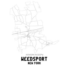 Weedsport New York. US street map with black and white lines.