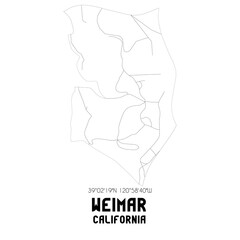 Weimar California. US street map with black and white lines.