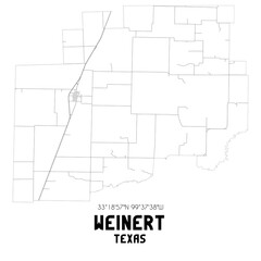 Weinert Texas. US street map with black and white lines.