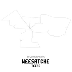 Weesatche Texas. US street map with black and white lines.