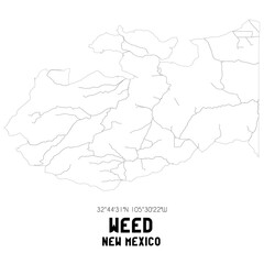 Weed New Mexico. US street map with black and white lines.