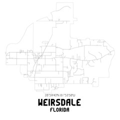 Weirsdale Florida. US street map with black and white lines.