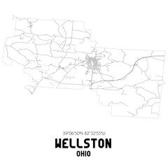 Fototapeta na wymiar Wellston Ohio. US street map with black and white lines.