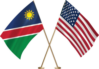 Namibia,US flag together.American,Namibia waving flag together
