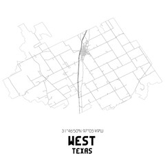 West Texas. US street map with black and white lines.