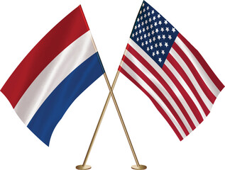 Netherlands,US flag together.American,Netherlands waving flag together