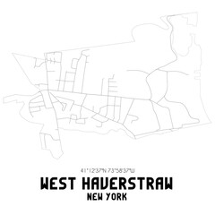 West Haverstraw New York. US street map with black and white lines.
