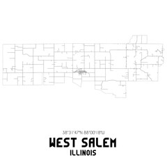West Salem Illinois. US street map with black and white lines.