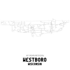 Westboro Wisconsin. US street map with black and white lines.