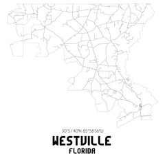 Westville Florida. US street map with black and white lines.
