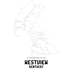Westview Kentucky. US street map with black and white lines.