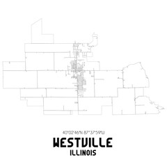 Westville Illinois. US street map with black and white lines.