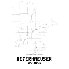 Weyerhaeuser Wisconsin. US street map with black and white lines.