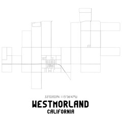 Westmorland California. US street map with black and white lines.