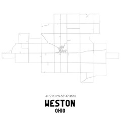 Weston Ohio. US street map with black and white lines.