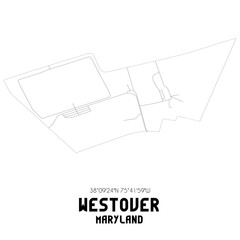 Westover Maryland. US street map with black and white lines.