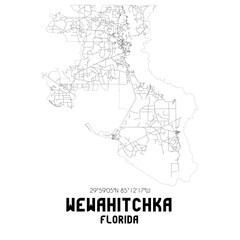 Wewahitchka Florida. US street map with black and white lines.
