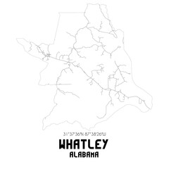 Whatley Alabama. US street map with black and white lines.