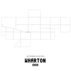 Wharton Ohio. US street map with black and white lines.