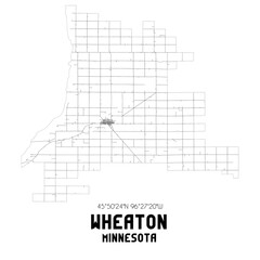 Wheaton Minnesota. US street map with black and white lines.