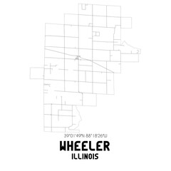 Wheeler Illinois. US street map with black and white lines.