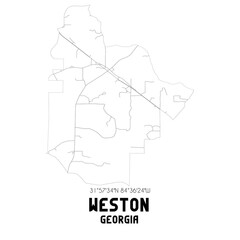 Weston Georgia. US street map with black and white lines.