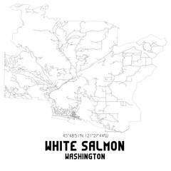 White Salmon Washington. US street map with black and white lines.