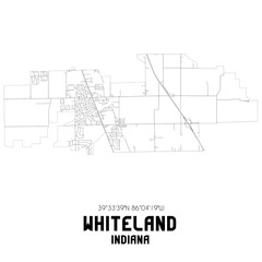 Whiteland Indiana. US street map with black and white lines.