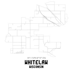 Whitelaw Wisconsin. US street map with black and white lines.