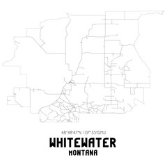 Fototapeta premium Whitewater Montana. US street map with black and white lines.