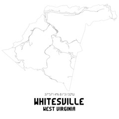 Whitesville West Virginia. US street map with black and white lines.