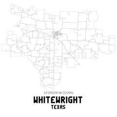 Whitewright Texas. US street map with black and white lines.