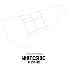 Whiteside Missouri. US street map with black and white lines.