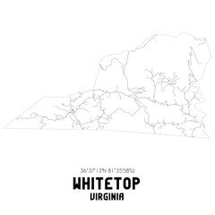 Whitetop Virginia. US street map with black and white lines.