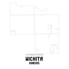 Wichita Kansas. US street map with black and white lines.