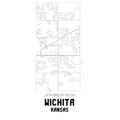 Wichita Kansas. US street map with black and white lines.