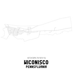 Wiconisco Pennsylvania. US street map with black and white lines.
