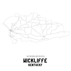 Wickliffe Kentucky. US street map with black and white lines.